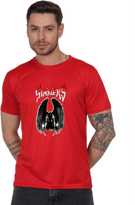 LIFE STYLE COMMERCE Printed Men Round Neck Red T-Shirt