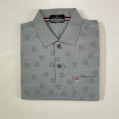 COLORTRAIT Solid, Striped Men Polo Neck Grey T-Shirt
