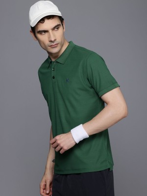 HRX by Hrithik Roshan Solid Men Polo Neck Green T-Shirt