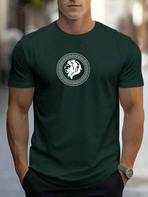 Vmens99 Graphic Print Men Round Neck Dark Green T-Shirt