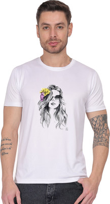 ZAYOKI Printed Men Round Neck White T-Shirt