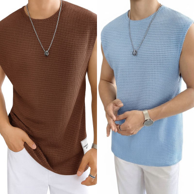 foxxboro Self Design Men Round Neck Brown, Blue T-Shirt
