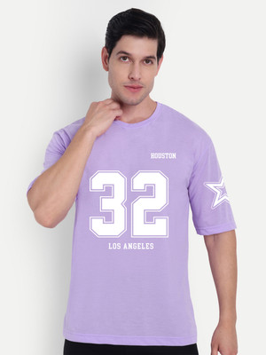 SCOTT FINCHER Printed Men Round Neck Purple T-Shirt