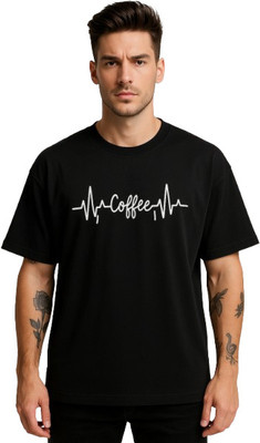 parthcreation Printed Men Round Neck Black T-Shirt