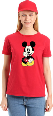 joy&happiness Printed Women Round Neck Red T-Shirt