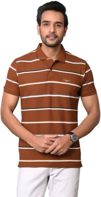 JUGAADISM Striped Men Polo Neck Multicolor T-Shirt