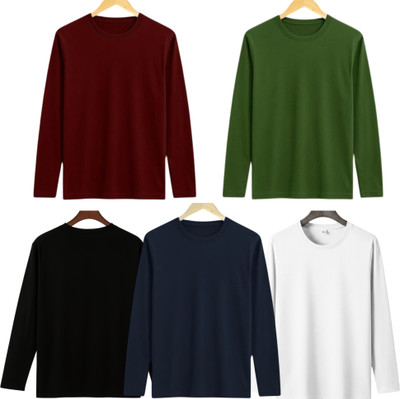 P collection Solid Men Round Neck White, Navy Blue, Maroon, Black, Green T-Shirt