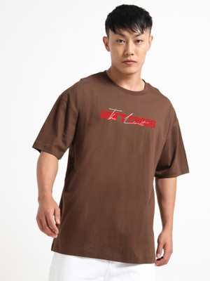 Chill Factor Printed Men Round Neck Brown T-Shirt