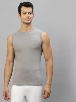 JUMP USA Solid Men Round Neck Grey T-Shirt