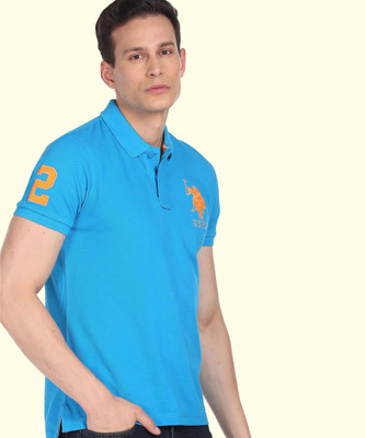 U.S. POLO ASSN. Solid Men Polo Neck Blue T-Shirt