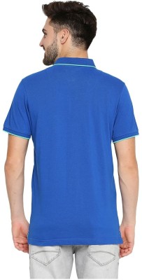 BASICS Solid Men Polo Neck Blue T-Shirt