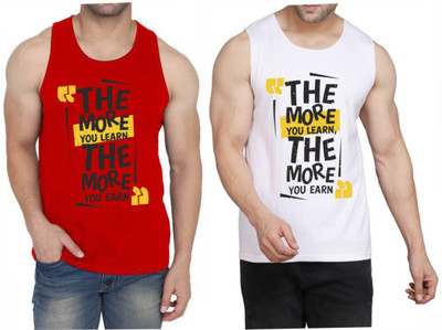 WOOSTRO Printed Men Scoop Neck Red, White T-Shirt