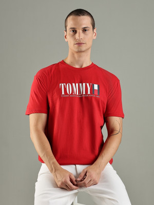 TOMMY HILFIGER Printed Men Crew Neck Red T-Shirt