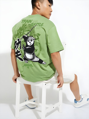 HexaCraft Graphic Print Men Round Neck Green T-Shirt