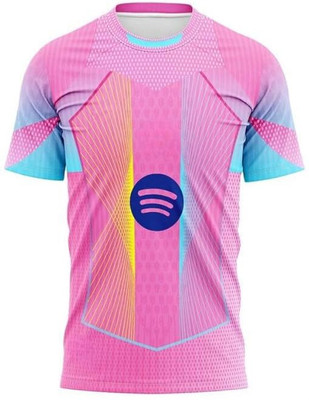 BARCELONA JERSEY Printed Men Round Neck Multicolor T-Shirt