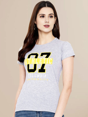 SZN Solid Women Round Neck Grey T-Shirt
