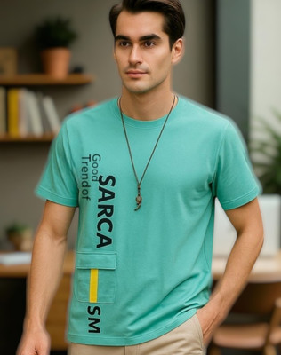 Autna Printed Men Round Neck Green T-Shirt
