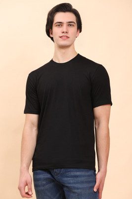 Moda Rapido Solid Men Round Neck Black T-Shirt