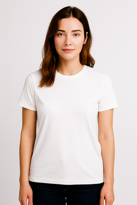 JunoFit Solid Women Round Neck White T-Shirt
