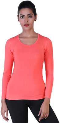 Laasa Sports Solid Women Round Neck Red T-Shirt