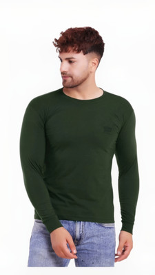 shri radhe Embroidered Men Round Neck Green T-Shirt