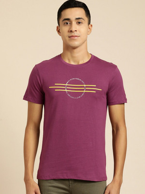 BEING HUMAN Solid Men Crew Neck Orange T-Shirt