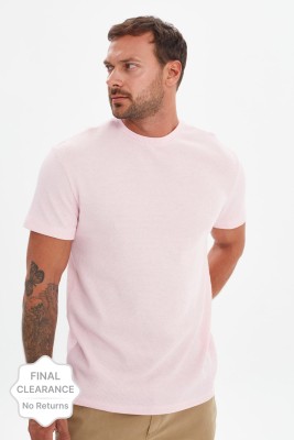 TRENDYOL MAN Solid Men Crew Neck Pink T-Shirt