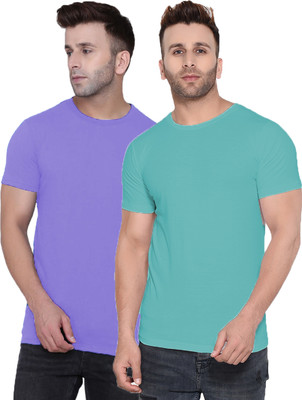 Kroptee Solid Men Round Neck Multicolor T-Shirt