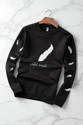 FASHIUM Printed Men Round Neck Black T-Shirt