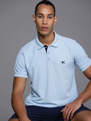 HRX by Hrithik Roshan Solid Men Polo Neck Blue T-Shirt
