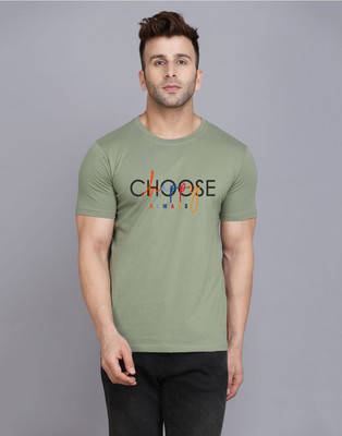 SLOWLORIS Printed Men Round Neck Light Green T-Shirt