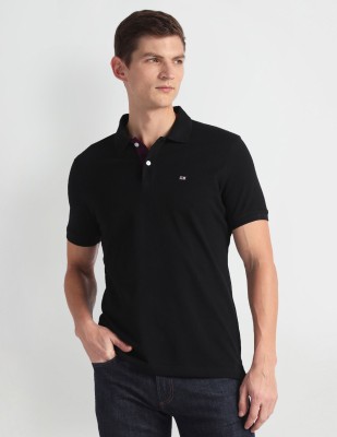 Arrow Sport Solid Men Polo Neck Black T-Shirt