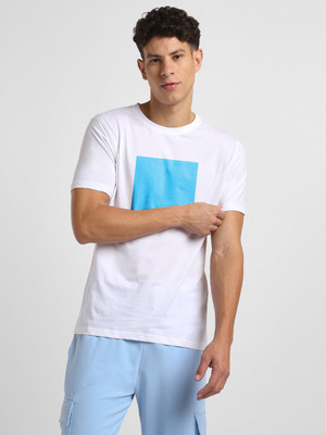 NOBERO Printed Men Crew Neck White T-Shirt
