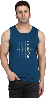 Cryptic Printed, Typography Men Round Neck Blue T-Shirt