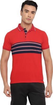 OFF LIMITS Striped Men Polo Neck Red T-Shirt