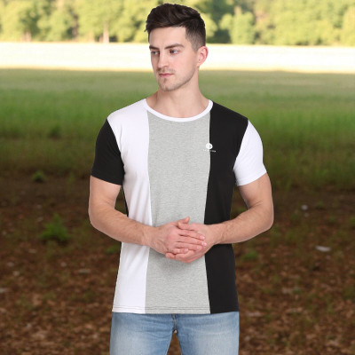 FARICON Colorblock Men Round Neck Multicolor T-Shirt