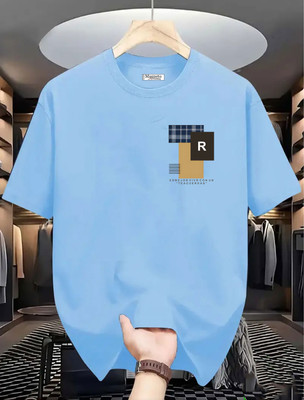 Magneto Printed Men Round Neck Light Blue T-Shirt