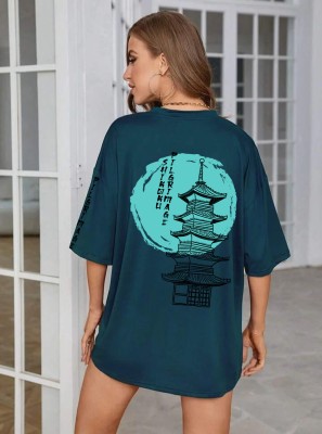 METRONAUT Printed Women Round Neck Green T-Shirt