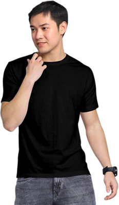 Neel Fashion Solid Men Round Neck Black T-Shirt