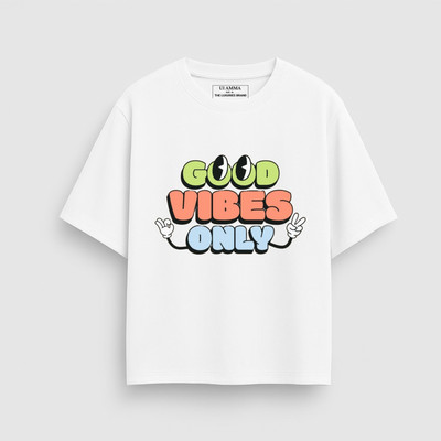 UI AMMA Printed Couple Round Neck White T-Shirt