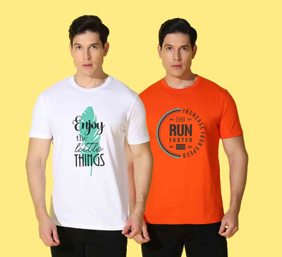 WOOSTRO Printed Men Round Neck Multicolor T-Shirt