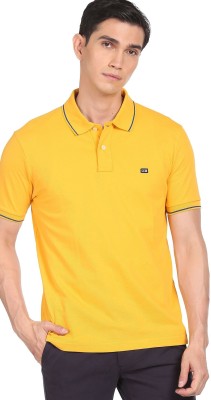 ARROW Solid Men Polo Neck Yellow T-Shirt