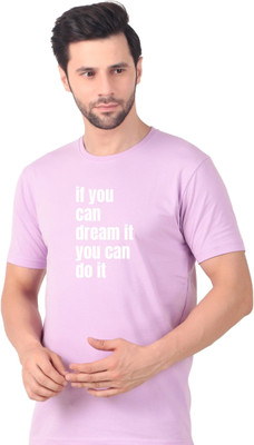 FABSTIEVE Printed Men Round Neck Purple T-Shirt