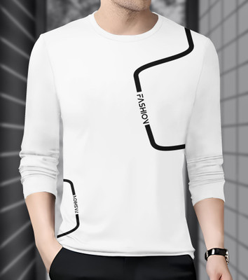 MOWA Printed Men Round Neck White T-Shirt