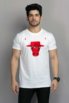 clickwell Striped Men Round Neck White T-Shirt