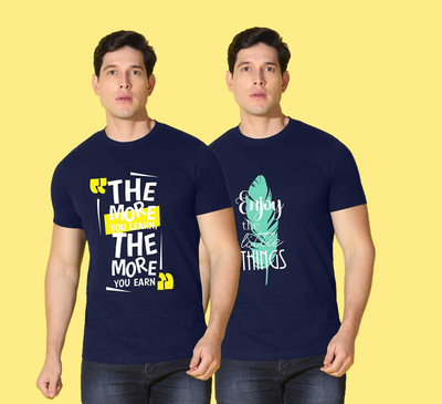 WOOSTRO Printed Men Round Neck Multicolor T-Shirt