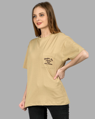 lady willington Printed Women Round Neck Brown T-Shirt