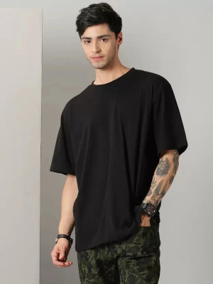 Tshirts Buddy Solid Men Round Neck Black T-Shirt