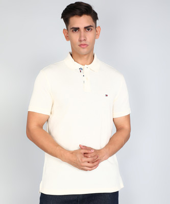 TOMMY HILFIGER Solid Men Polo Neck White T-Shirt
