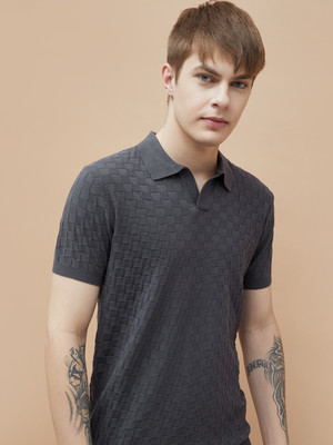 Forca by Lifestyle Solid Men Round Neck Grey T-Shirt